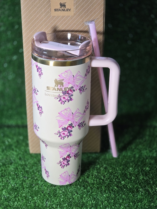 Stanley Accessories - Stanley Pink and Cream Floral Tumbler White Tumbler Cup 40oz Brand New